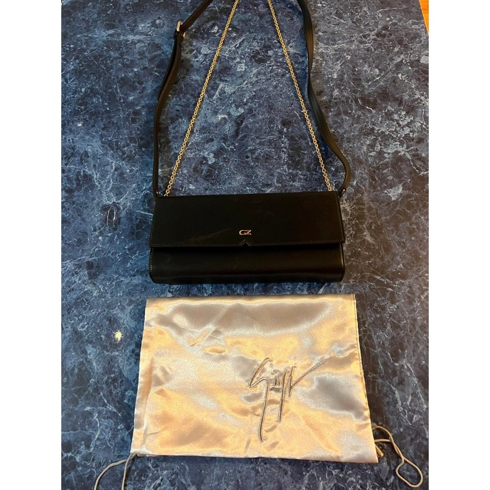 Giuseppe Zanotti Nola Notch Front Wallet Black/Gold $950